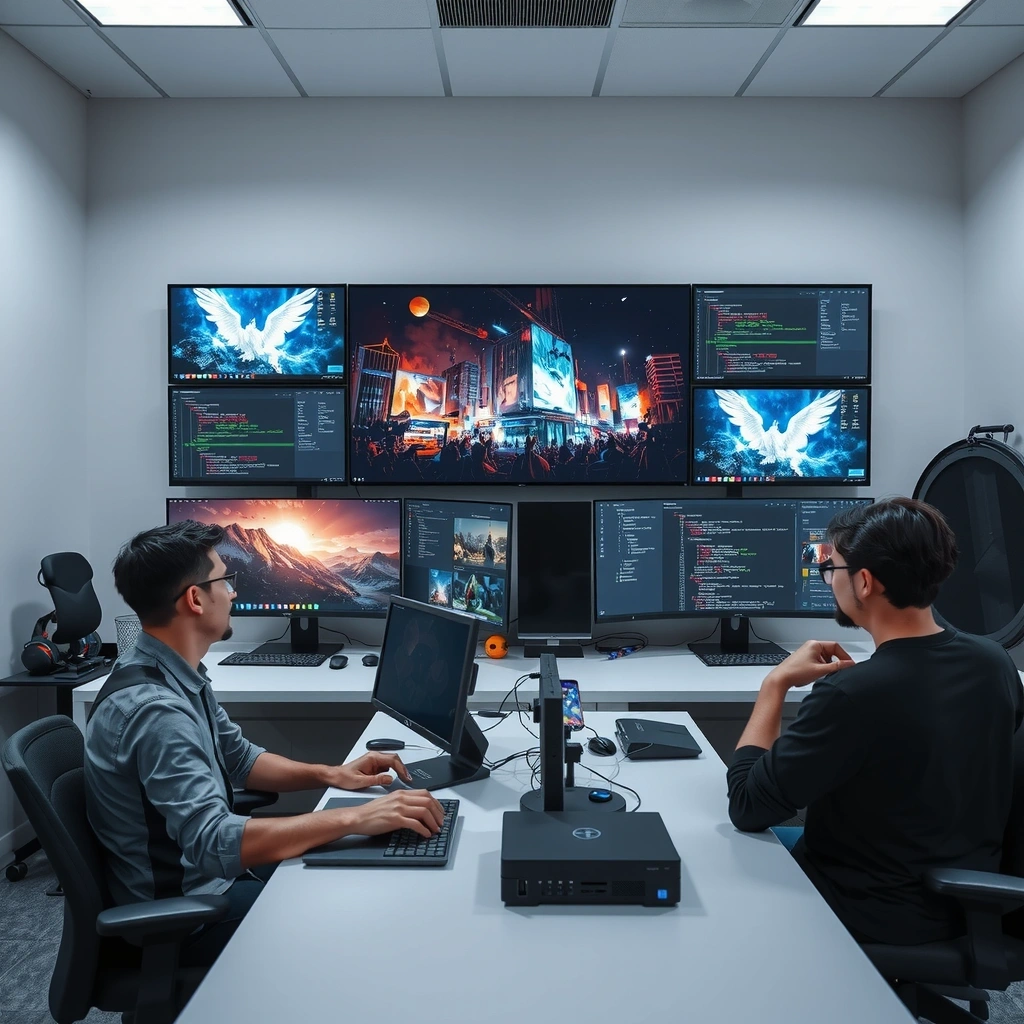 Game development workspace abstract visualization